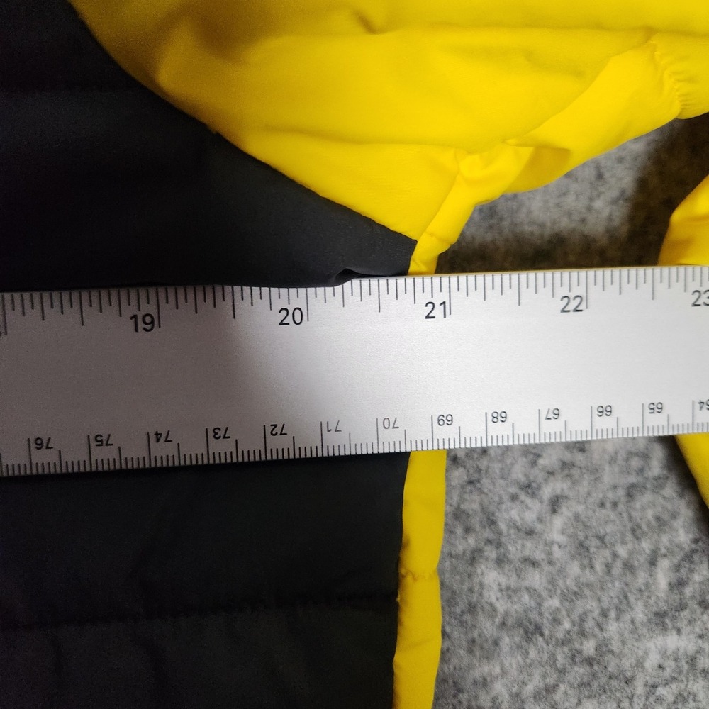 The North Face Quilted Puffer Full Zip Jacket Men M Yellow Black Hooded Lined - Picture 5 of 6